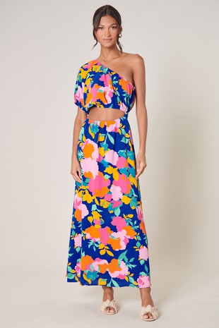 Cutout Floral Maxi Dress