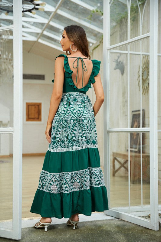 Green Crochet Maxi Dress