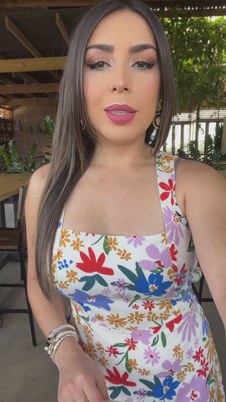 Linen Floral Dress
