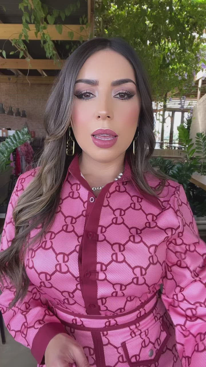 Wine & Pink Skirt Set