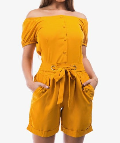 Button Down Tie Front Romper