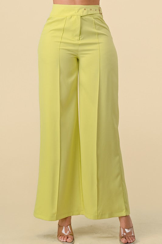 LIME WIDE LEG PANTS