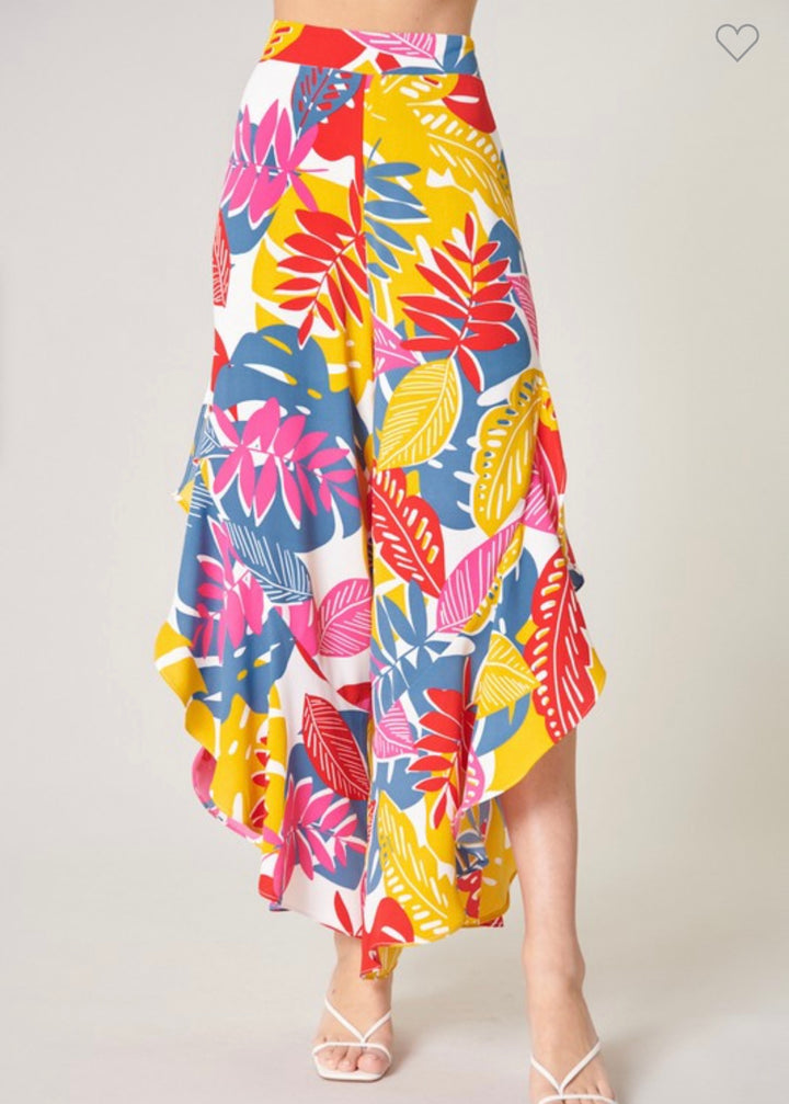 Asymmetrical Ruffle Pants