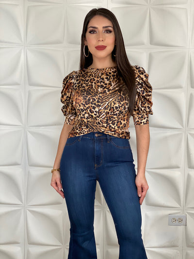 FRONT TWIST LEOPARD PRINT TOP