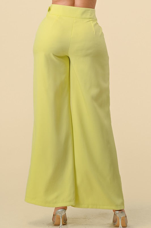 LIME WIDE LEG PANTS