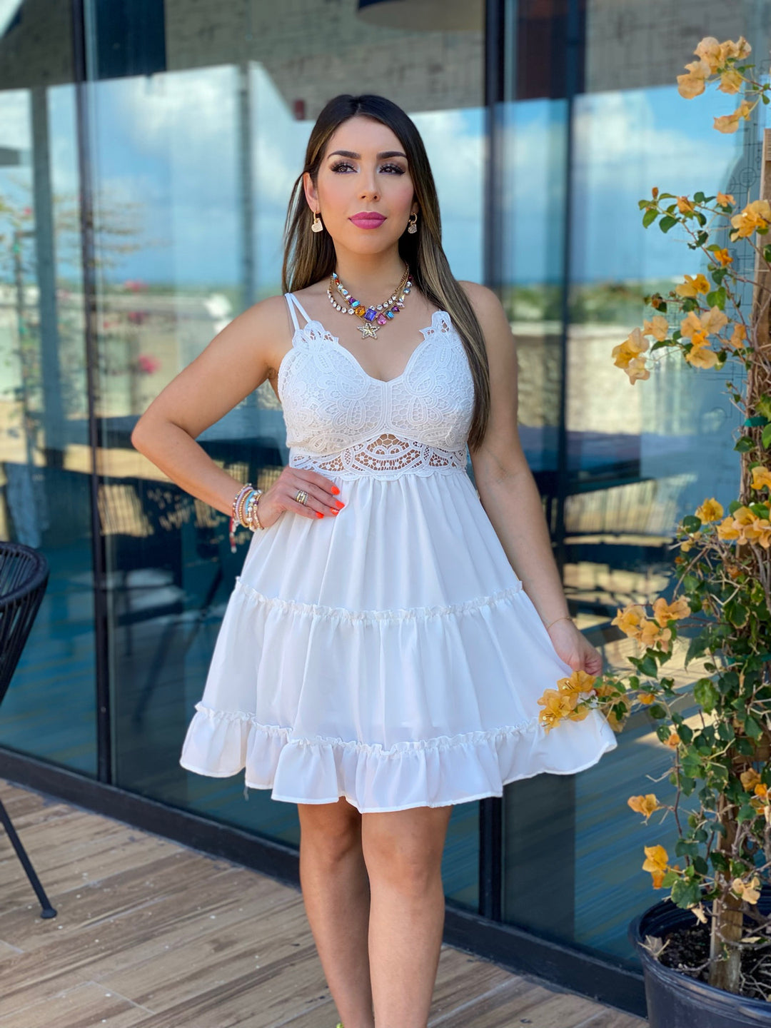 Crochet Lace Ruffle Dress