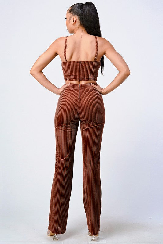 Mesh Velvet Pant Set