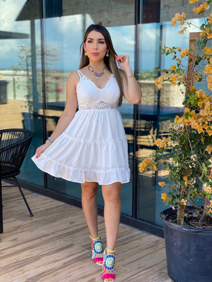 Crochet Lace Ruffle Dress