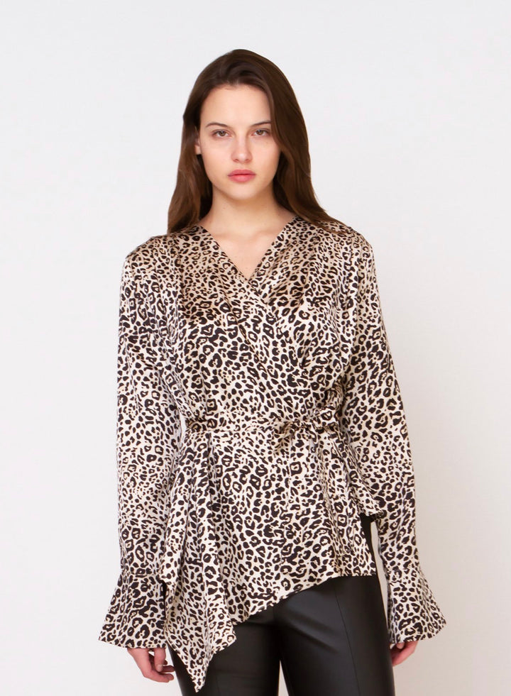 Leopard Print Wrap Top