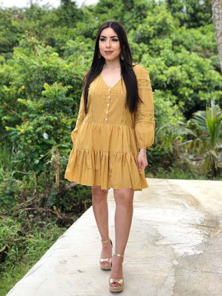 LACE INSET BABYDOLL DRESS