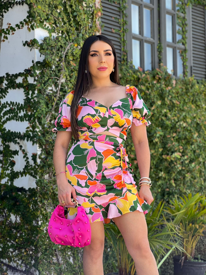 Ruffle Floral Mini Dress