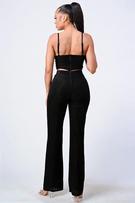 Mesh Velvet Pant Set