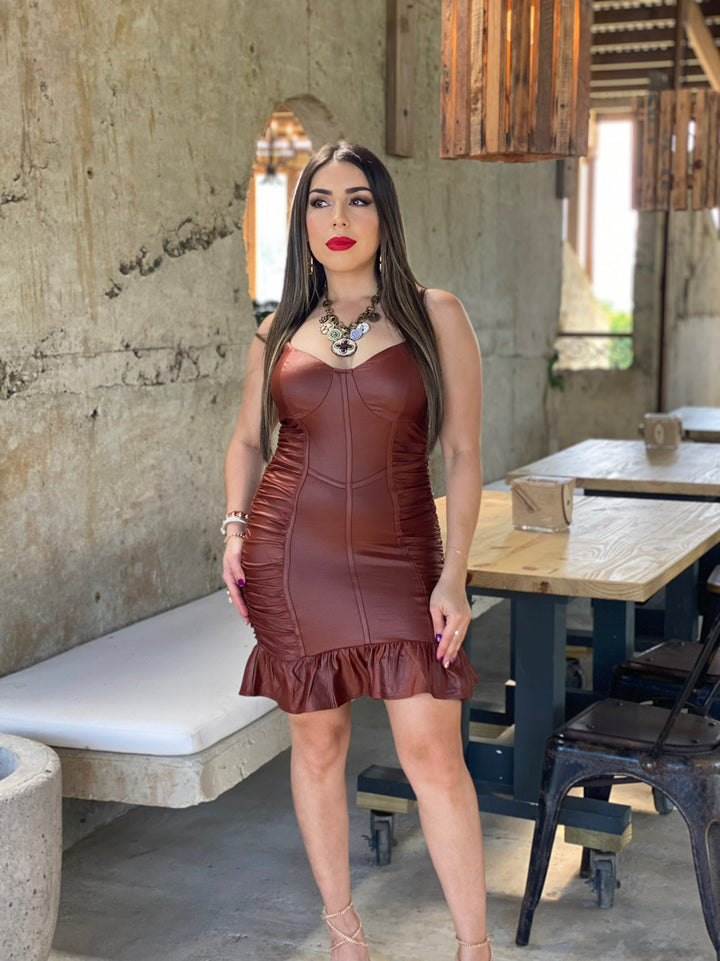 STRECTCH COATED KNIT CORSET DRESS