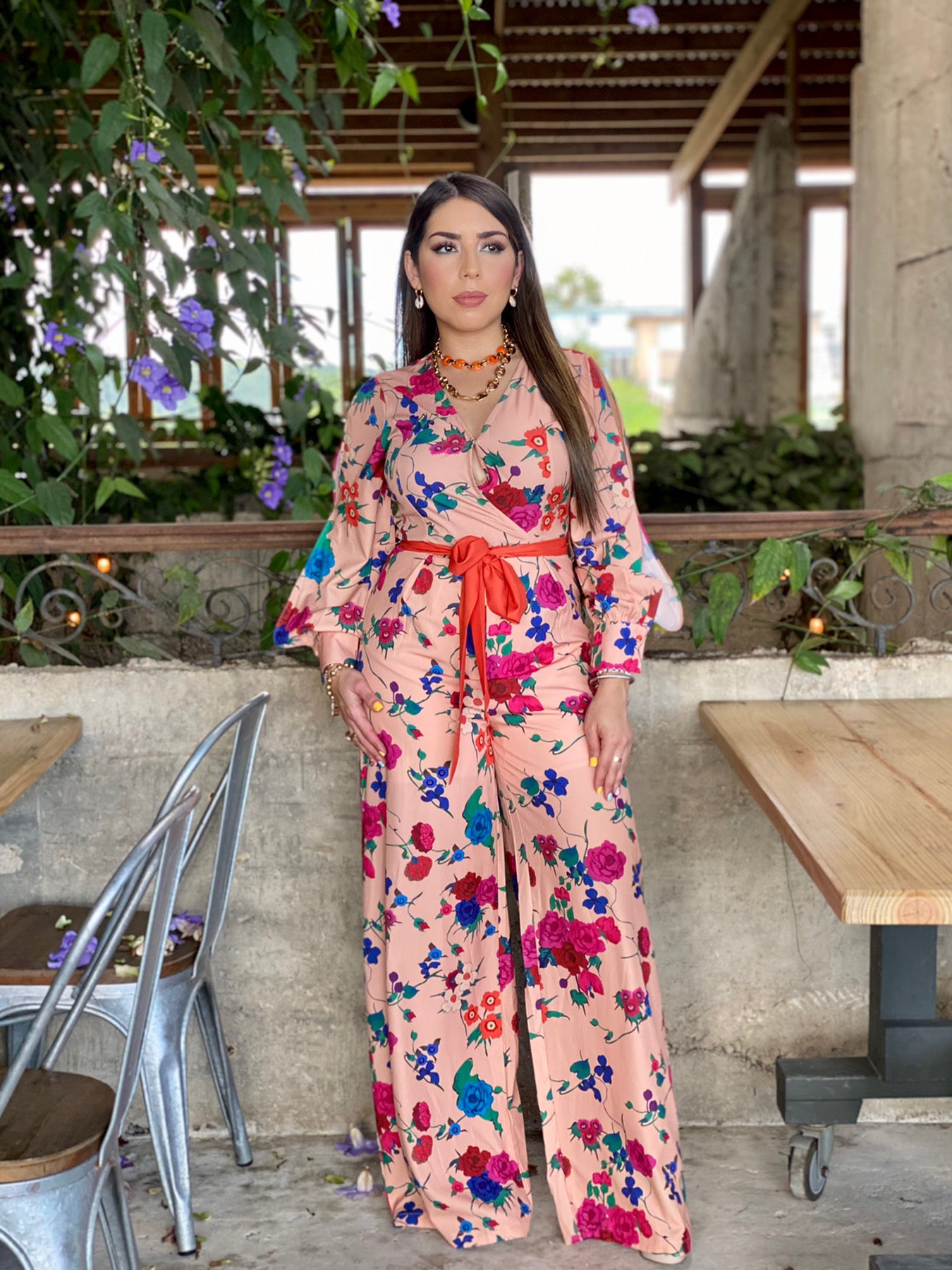 Autumn Floral Printed Jumpsuit