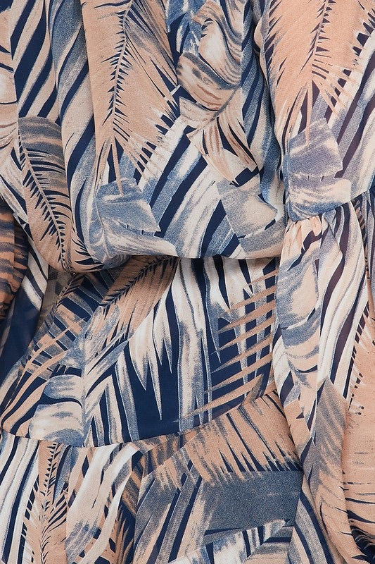 Palm Print Button-down Dress