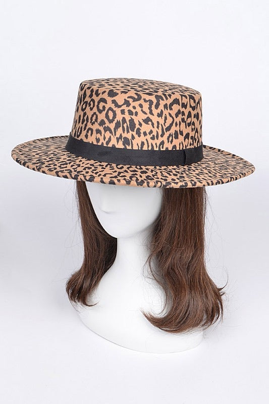 Leopard Print Flat Fedora