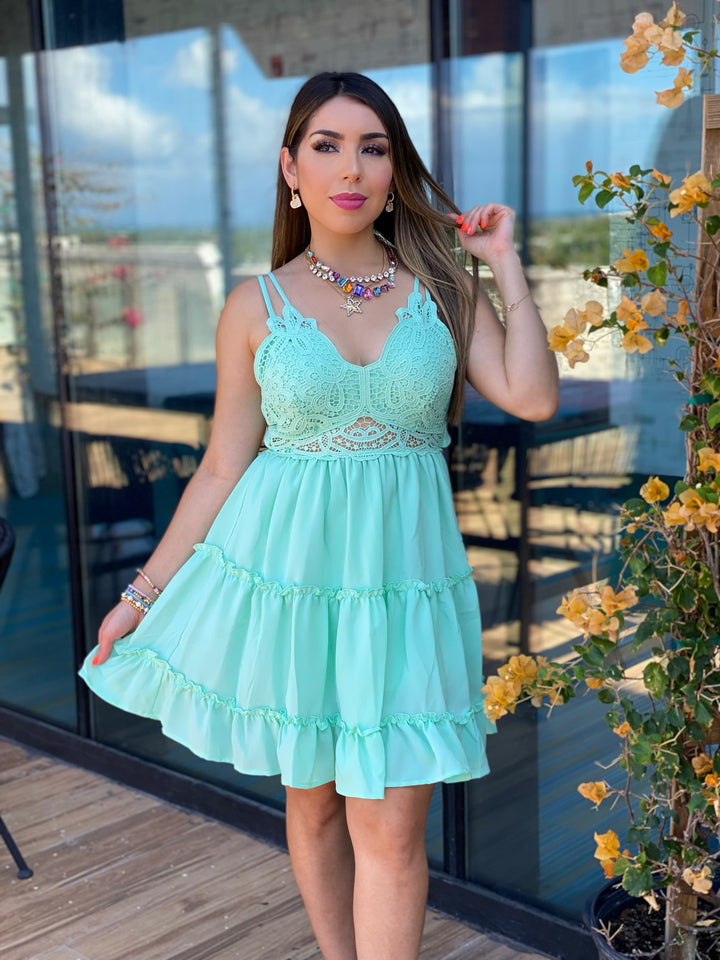 Crochet Lace Ruffle Dress