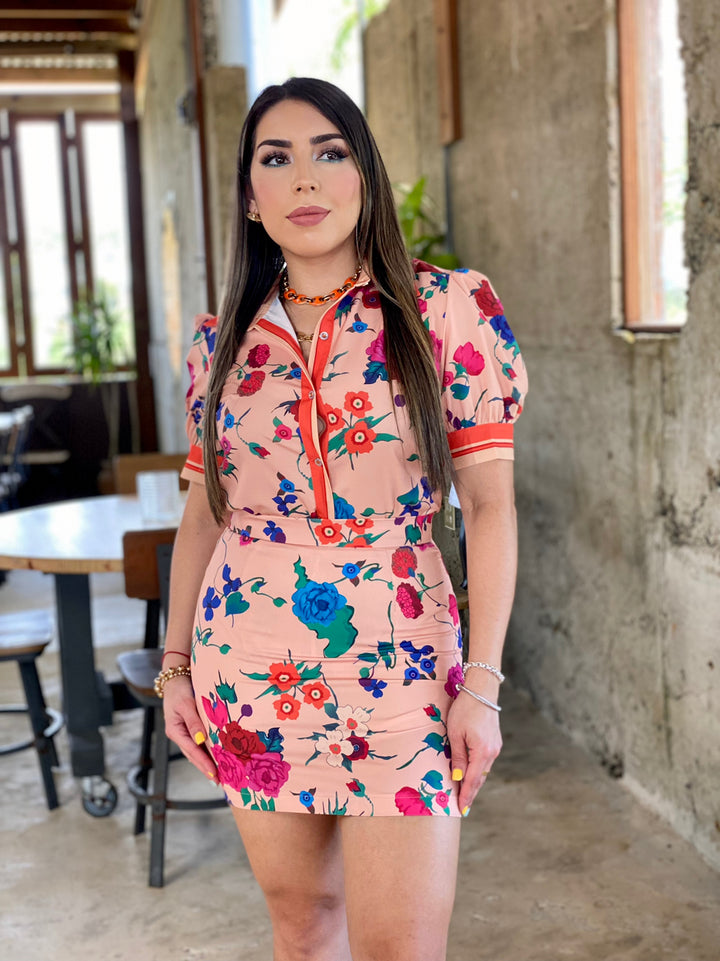 AUTUMN FLORAL PRINT SKIRT SET
