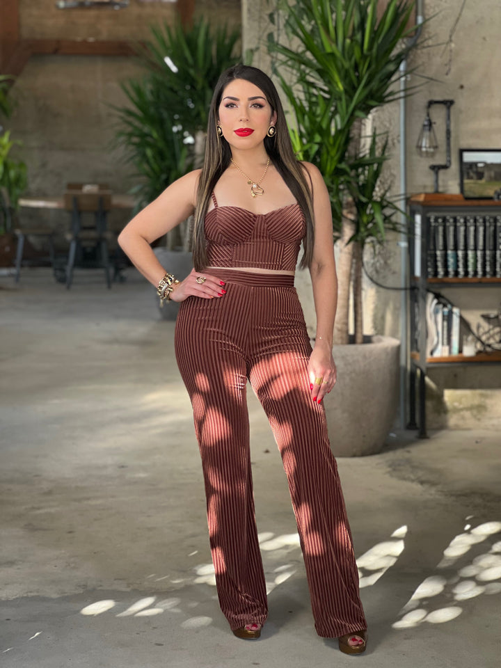 Mesh Velvet Pant Set