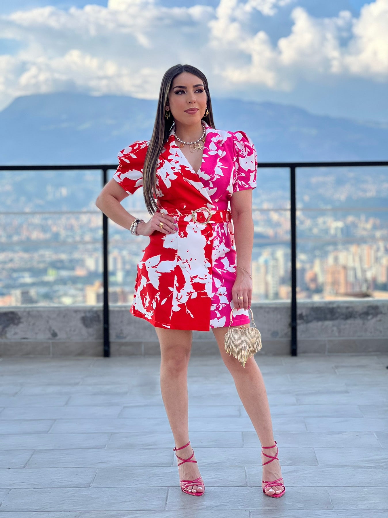 Color Block Floral Dress