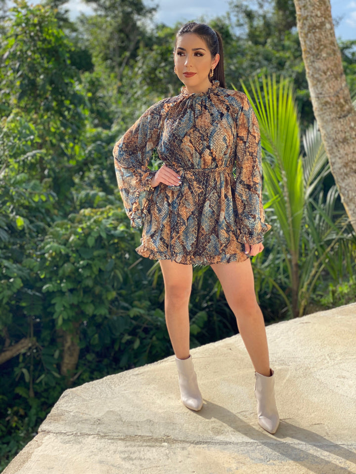 Teal Snake Romper