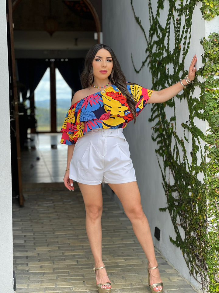 One Shoulder Ruffle Top