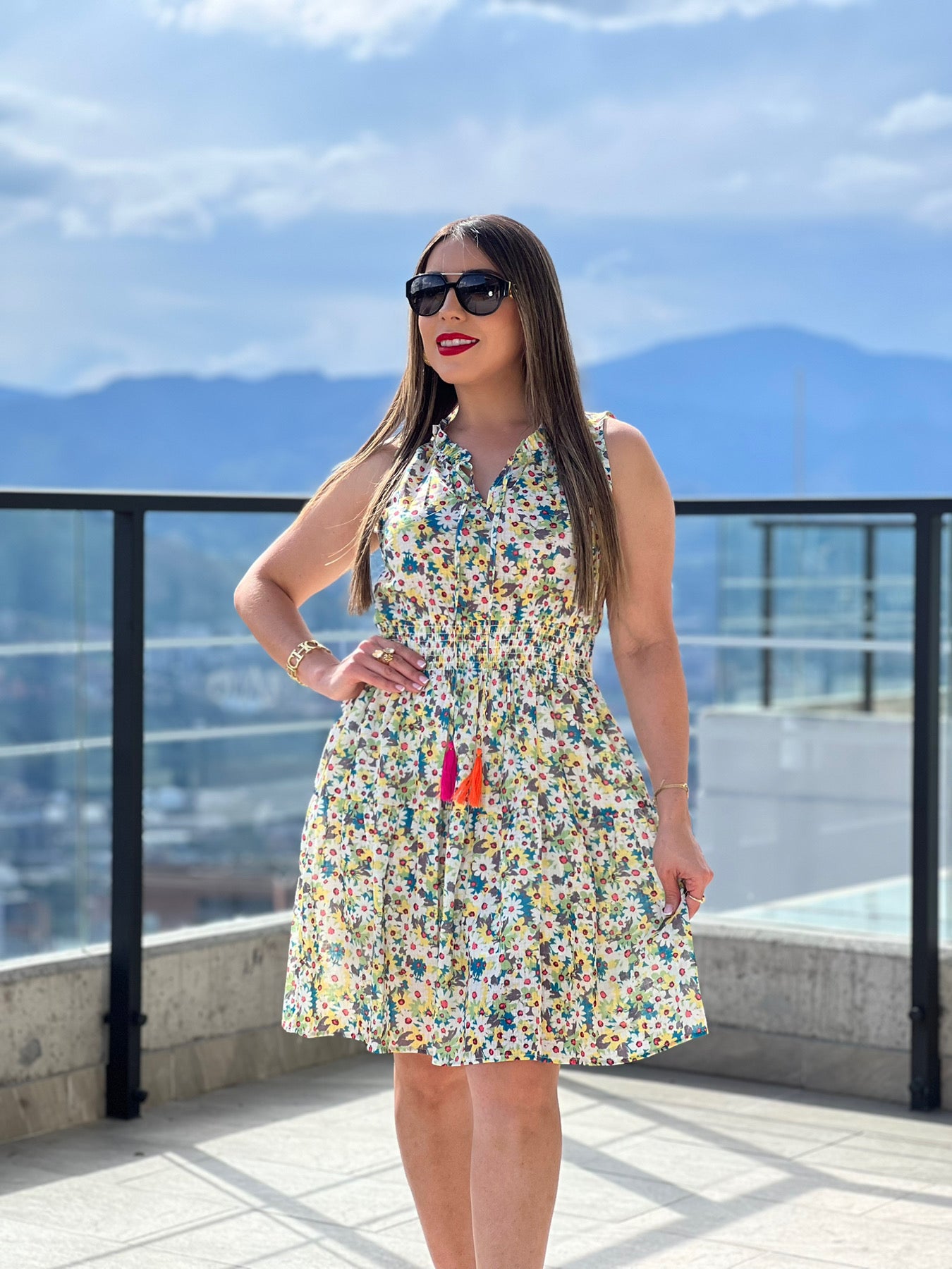 Flower Print Smocked Waist Dress