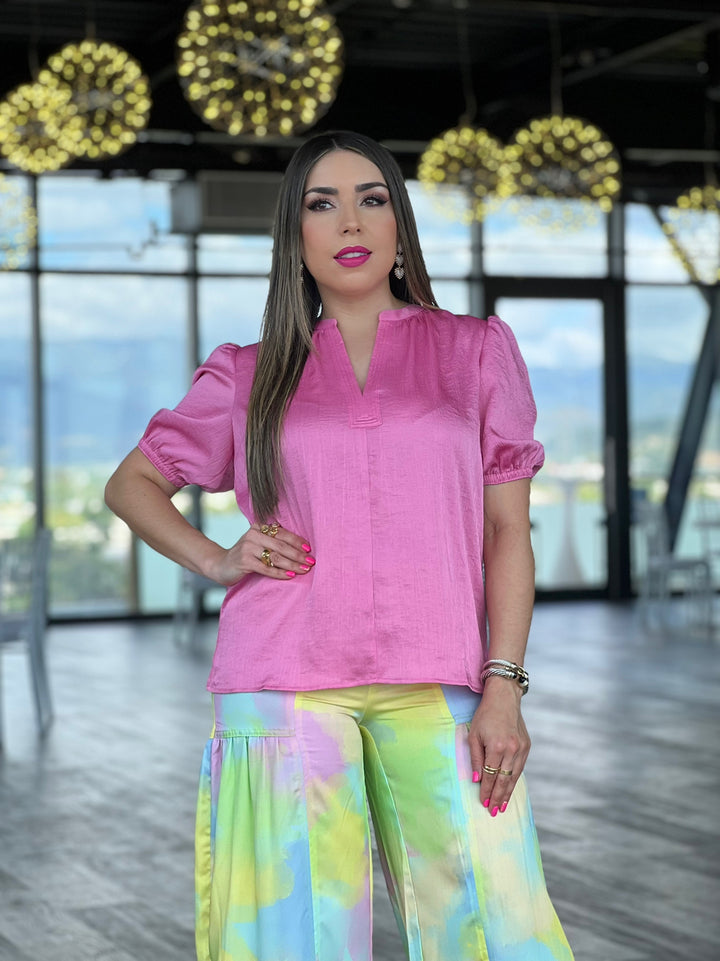 Pink Satin Blouse