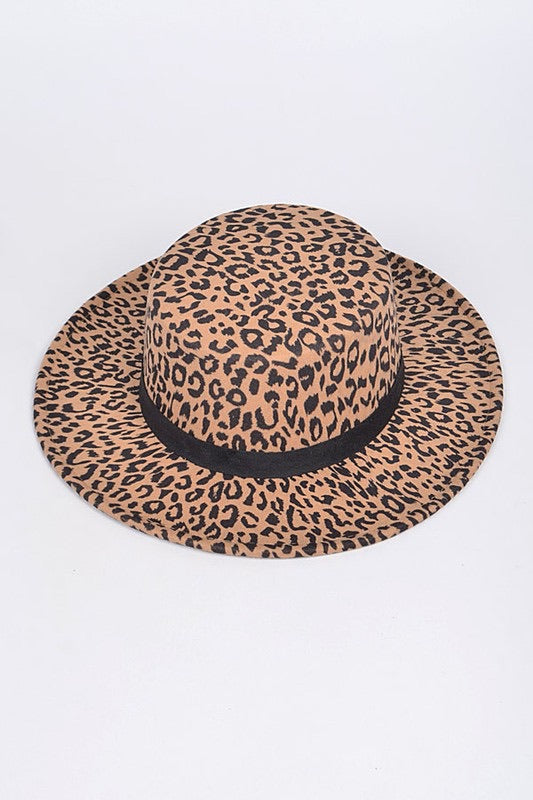 Leopard Print Flat Fedora