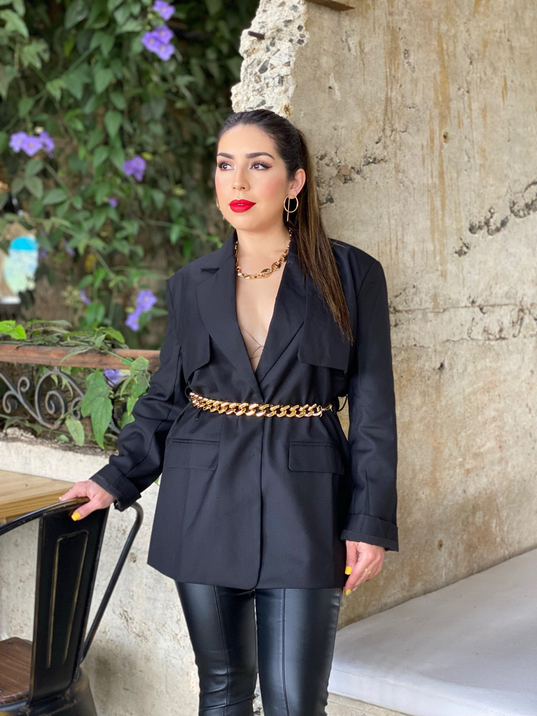 Long Sleeve Solid Wrap Blazer