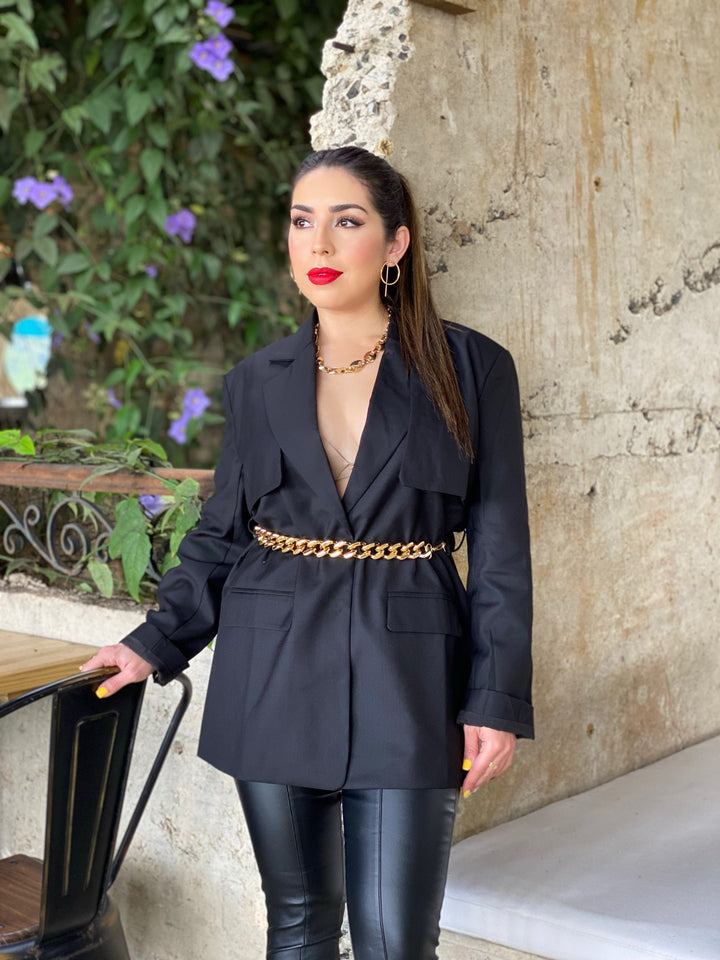 Long Sleeve Solid Wrap Blazer