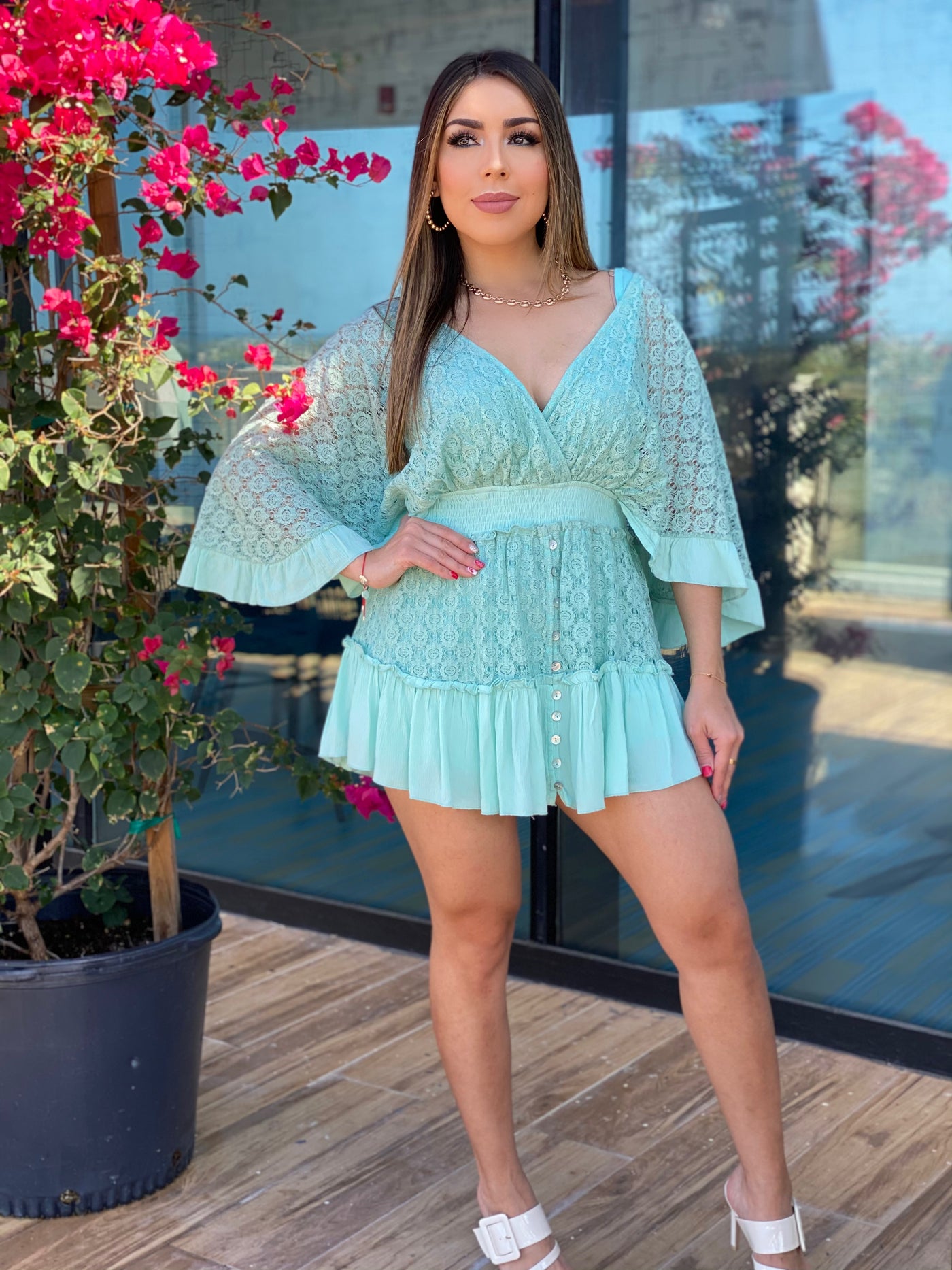 SWEET LACE BELL SLEEVE ROMPER