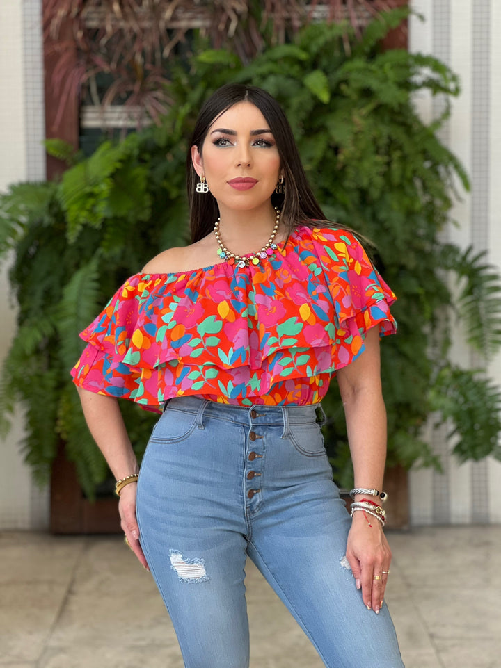 One Shoulder Ruffle Top