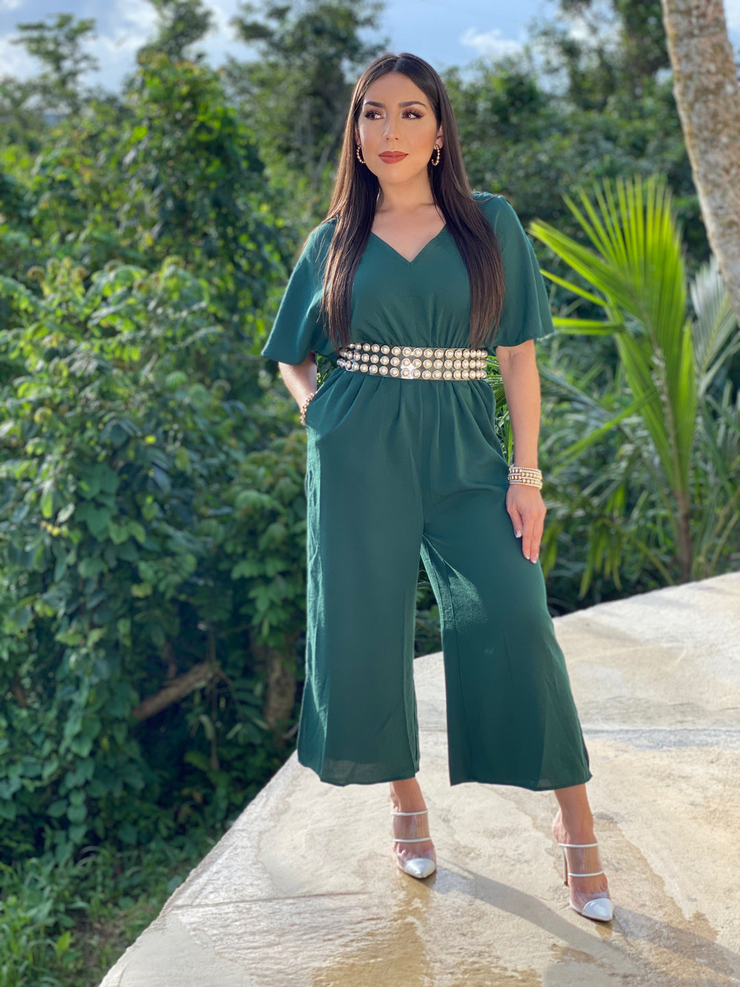 Hunter Green Solid Jumpsuit