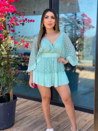 SWEET LACE BELL SLEEVE ROMPER