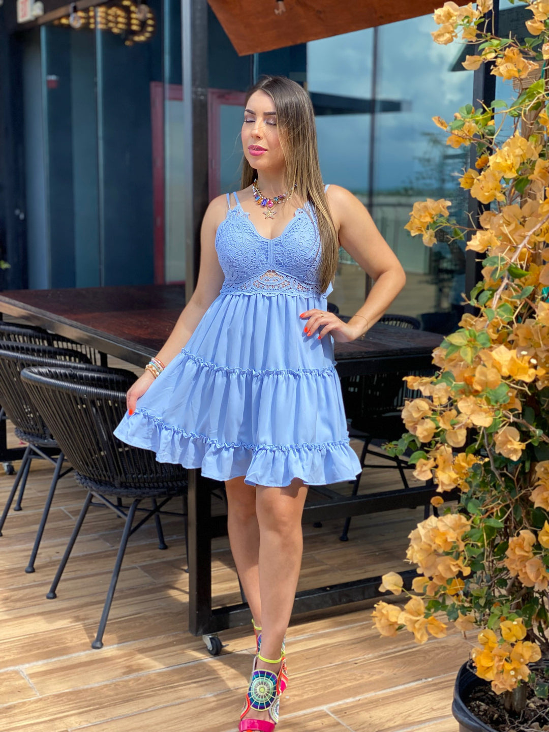 Crochet Lace Ruffle Dress