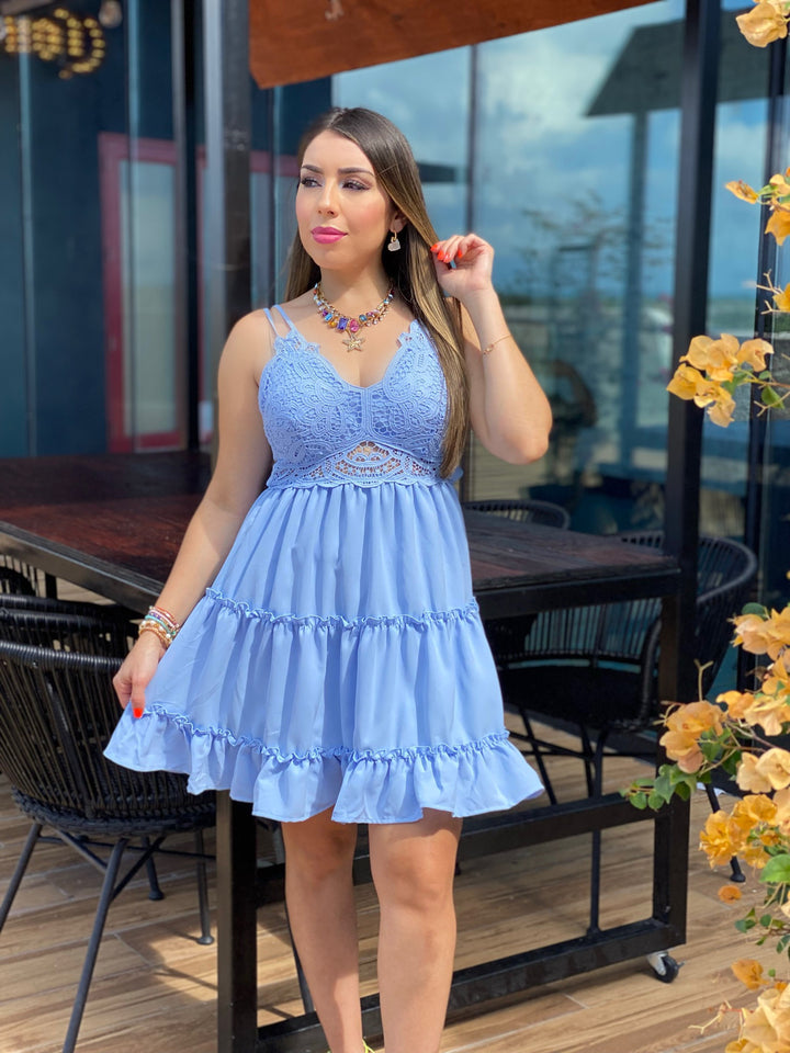 Crochet Lace Ruffle Dress