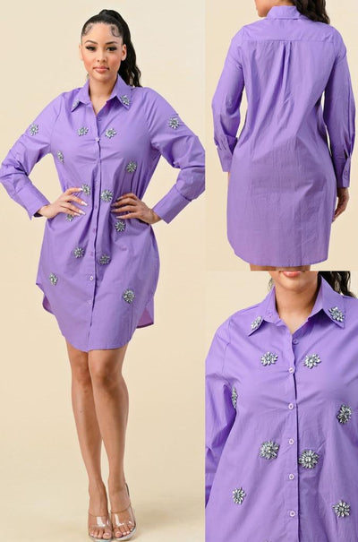 Purple Button Down Dress