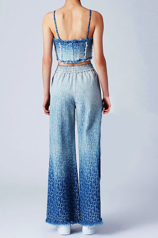 Jacquard Ombre Wide Leg Pants