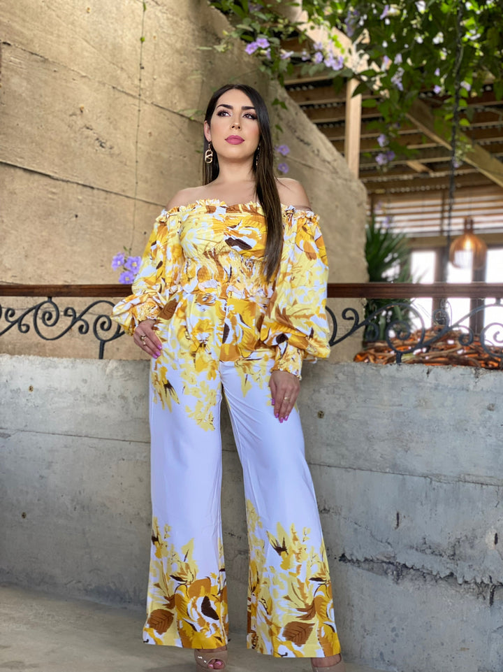 Yellow Floral Pant Set