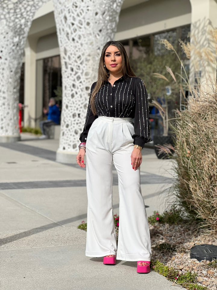 WHITE WIDE LEG PANTS
