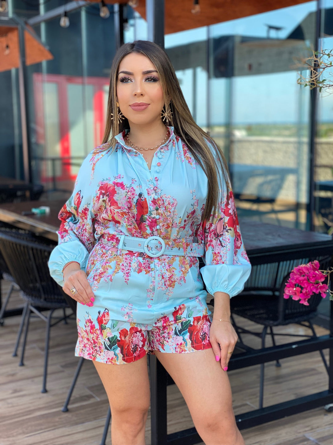 PRINTED FLORAL SHIRT & PANTS SET