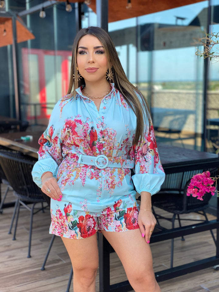 PRINTED FLORAL SHIRT & PANTS SET