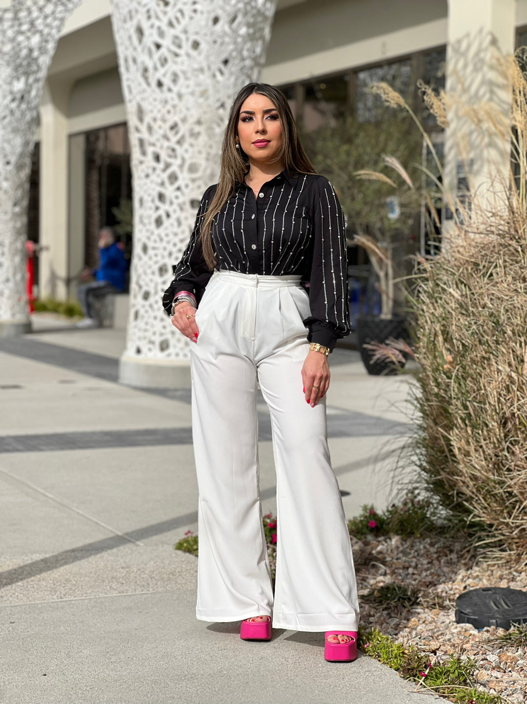 WHITE WIDE LEG PANTS
