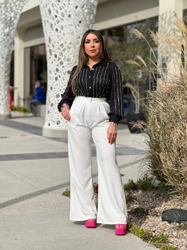 WHITE WIDE LEG PANTS