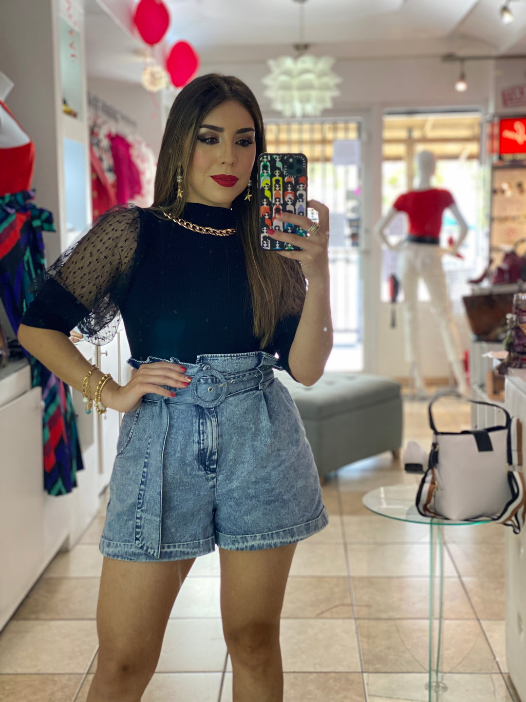 ACID WASH DENIM SHORTS
