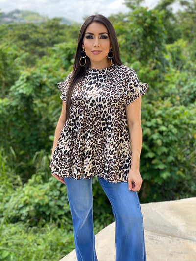 Leopard Babydoll Top