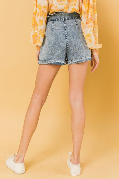 ACID WASH DENIM SHORTS