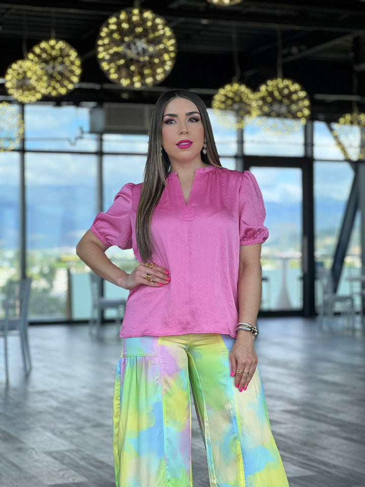 Pink Satin Blouse