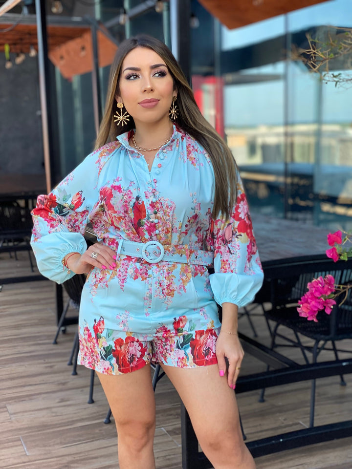PRINTED FLORAL SHIRT & PANTS SET